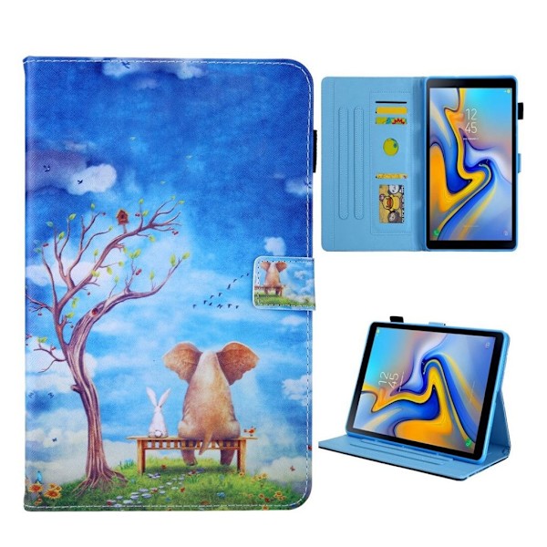 Samsung Galaxy Tab S5e mønstret og flervinklet lædercover - træ og dyr Multicolor