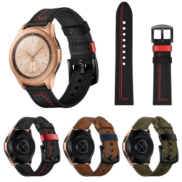 Fitbit Ionic ompelemalla koristeltu aito nahkakellonauha - Musta Black