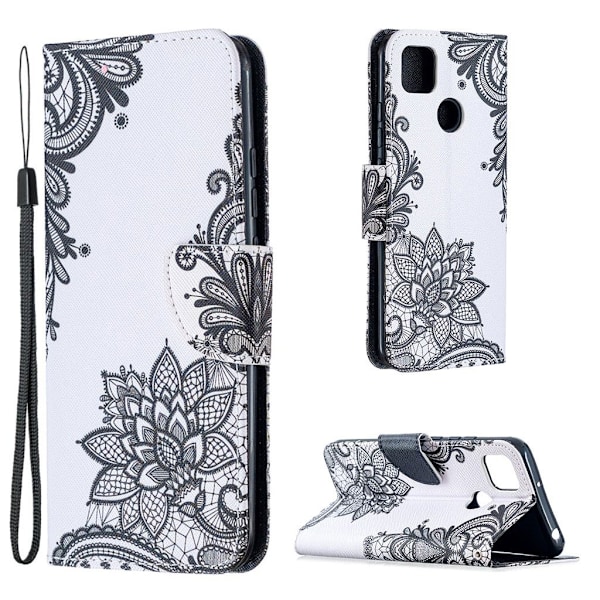 Wonderland Xiaomi Redmi 9C Flip etui - Sort blomst Black