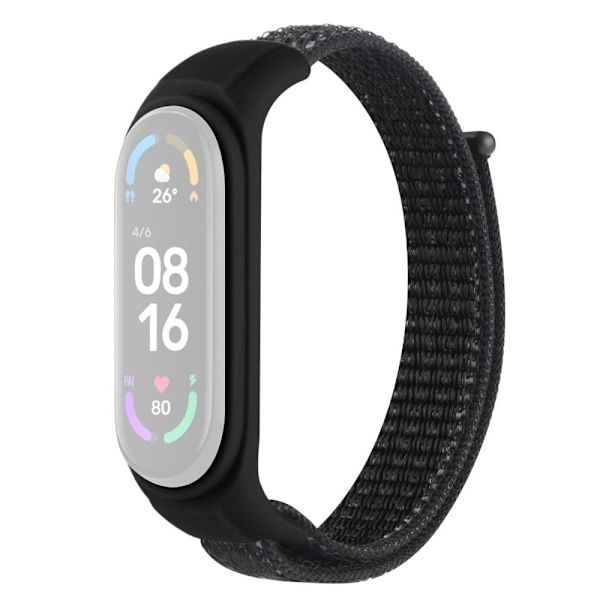 Xiaomi Mi Band 7 / 6 / 5 nylonkellohihna silikonisuojuksella - Heijastava Musta Black