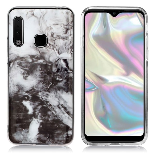 Marble Samsung Galaxy A70e kuoret - Harmaat ja Mustat Pilvet Black