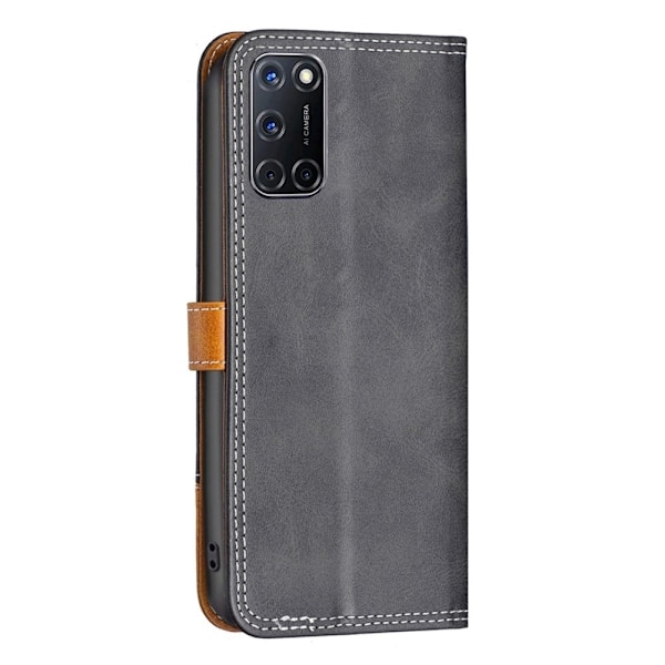 BINFEN tvåfärgat läder Oppo A92 / Oppo A72 / Oppo A52 fodral - Svart Svart