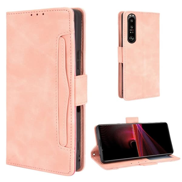 Modern-styled Lær Lommebok Etui til Sony Xperia 1 III - Rosa Pink