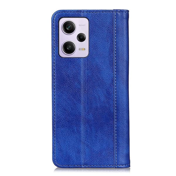 Ekte lærdeksel med magnetisk lukking for Xiaomi Redmi Note 12 - Blå Blue