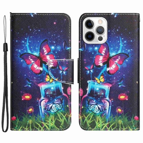 Wonderland iPhone 14 Pro Max Läppäkotelo - Bottle / Perhonen Multicolor