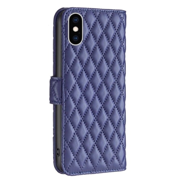 Rombuskuvioinen matta läppäkotelo iPhone Xs Max - Sininen Blue