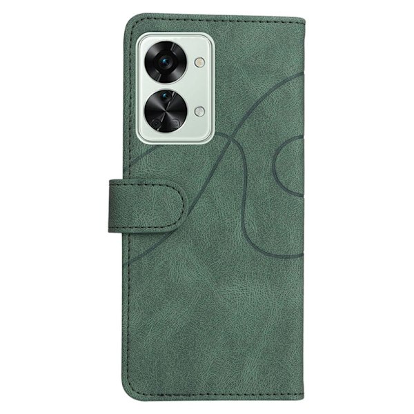 Texturerat läder OnePlus Nord 2T fodral med handledsband - Grön Grön