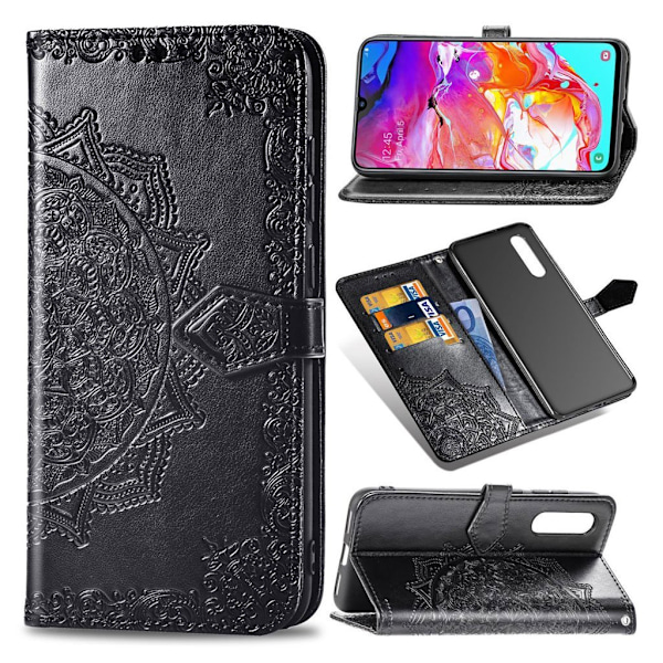 Mandala Samsung Galaxy A70 Flip etui - Sort Black