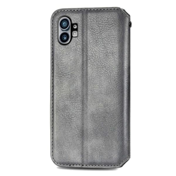 Læder Etui med A Stilfuldt Rhombus Tryk til Nothing Phone (1) - Grå Silver grey