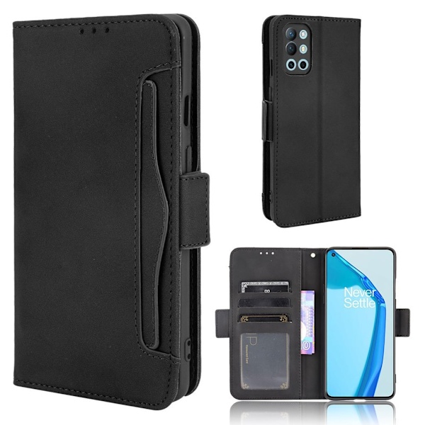 Modern-styled Læder Pung Etui til Oneplus 9r - Sort Black