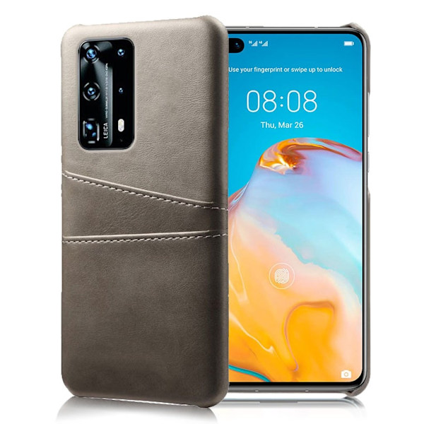 Dual Card cover - Huawei P40 - Sort Silver grey