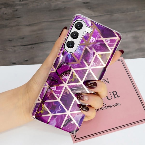 Marmormotiv Samsung Galaxy S23 skal - Elektropläterad Lila Marmor Lila