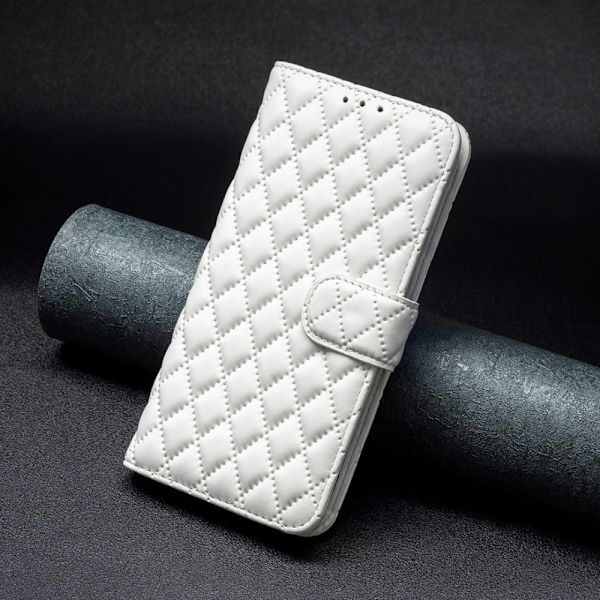Rhombus mat Google Pixel 8A flip etui - Hvid White