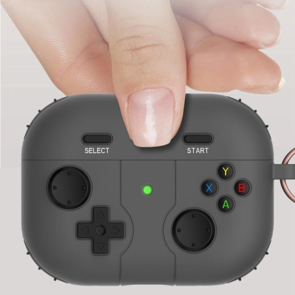 AirPods 3 gamepad-liknande silikonfodral med nyckelring - Svart Svart