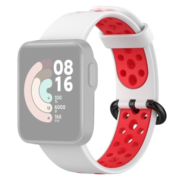 Xiaomi Redmi Watch 2 dobbeltfarvet silikoneurrem - Hvid / Rød Multicolor