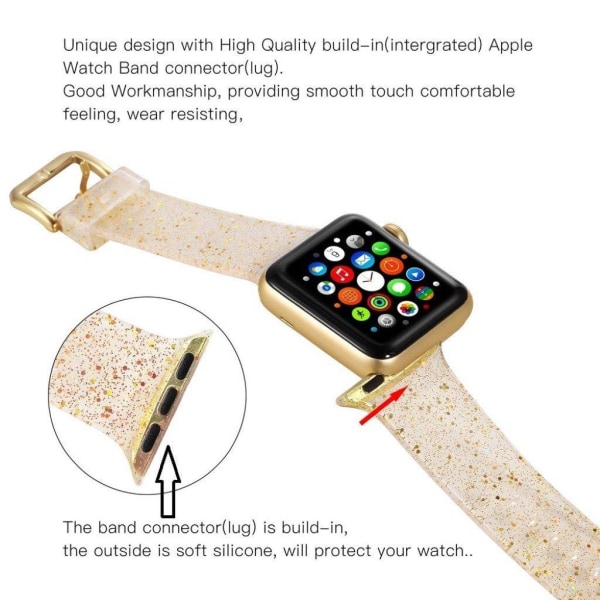 Apple Watch Series 5 / 4 44mm flash powder silicone watch band - Gold Guld