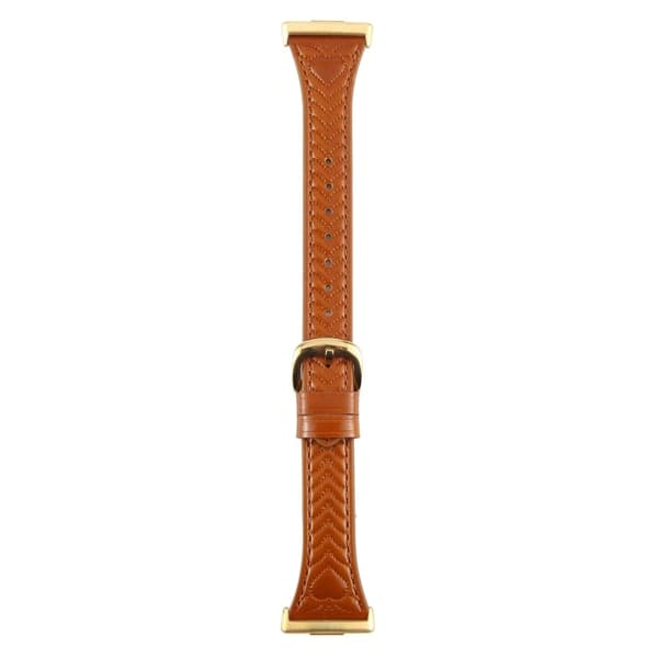 Huawei Watch Fit Heart Pattern Embossed Watch Band Cowhide Leather Strap - Brun Brown