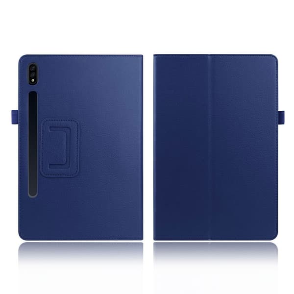 Samsung Galaxy Tab S7 litchi läder fodral - mörkblå Blå