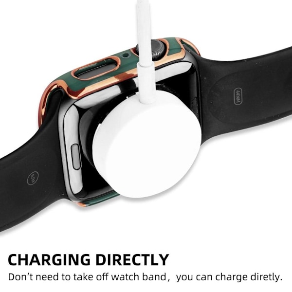 Apple Watch SE 2022 (44mm) dual color electroplating cover with tempered glass - Blackish Green / Gold Grön