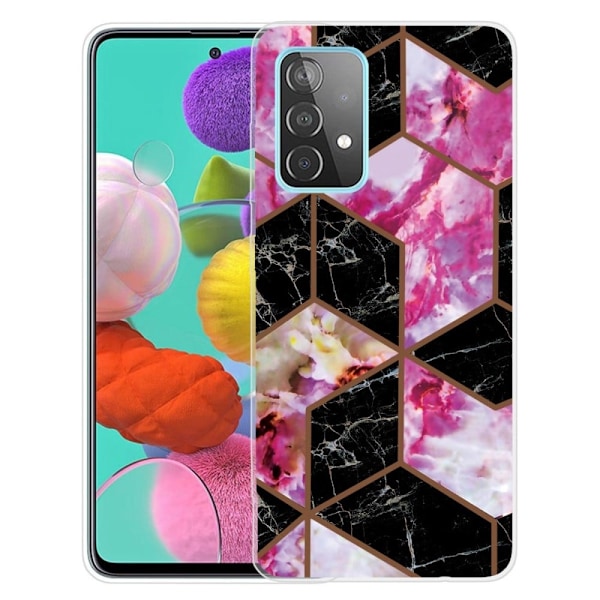 Marble design Samsung Galaxy A23 cover - Sort Og Rosa Marmor Multicolor