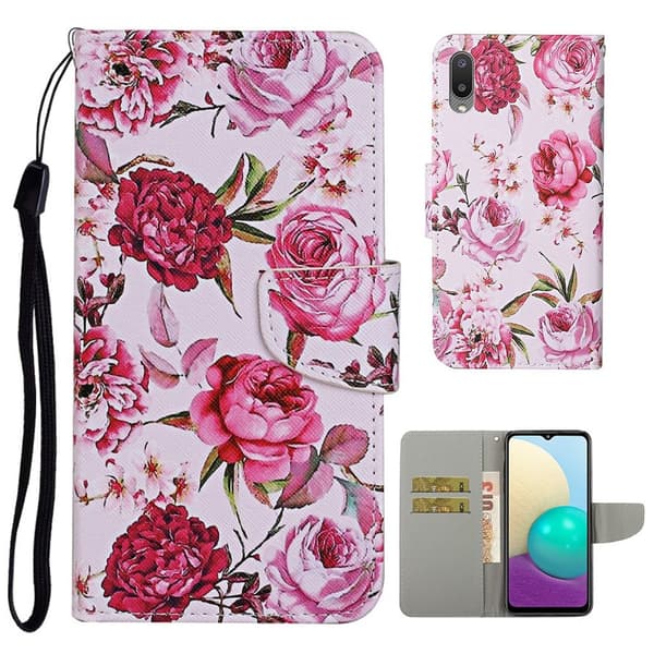 Wonderland Samsung Galaxy M02 / A02 Flip Etui - Lyserøde Blomster Pink