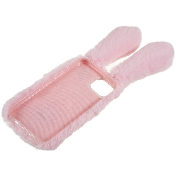 Fluffy Rabbit iPhone 14 skal - Rosa Rosa