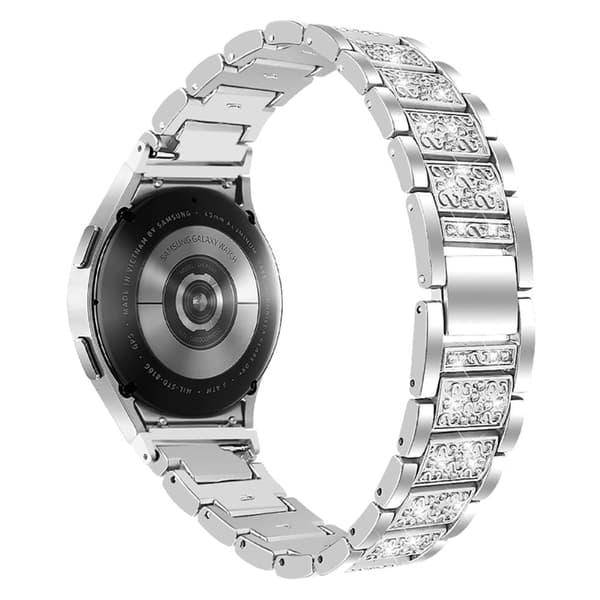 Klockarmband i rostfritt stål med strassstenar för Samsung Galaxy Watch 4 - Silver Silvergrå