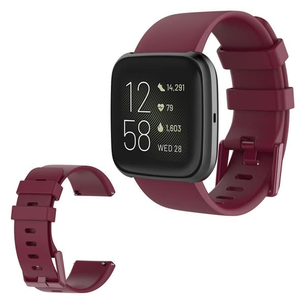 Fitbit Versa 2 / Versa Lite silikon klokkereim - Wine Red / Størrelse: S Red