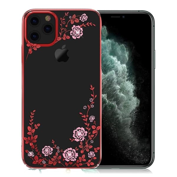 Kavaro iPhone 11 Pro Max Flora kristallfodral - Röd Röd