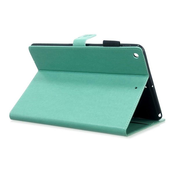 iPad 10.2 (2019) imprint butterfly leather flip case - Cyan Green