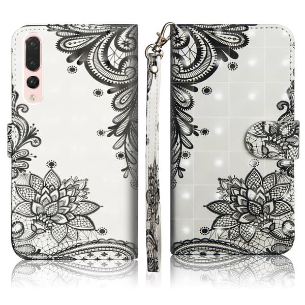 Huawei P20 Pro Skinnetui Med Mønster - Blondeblomster Black