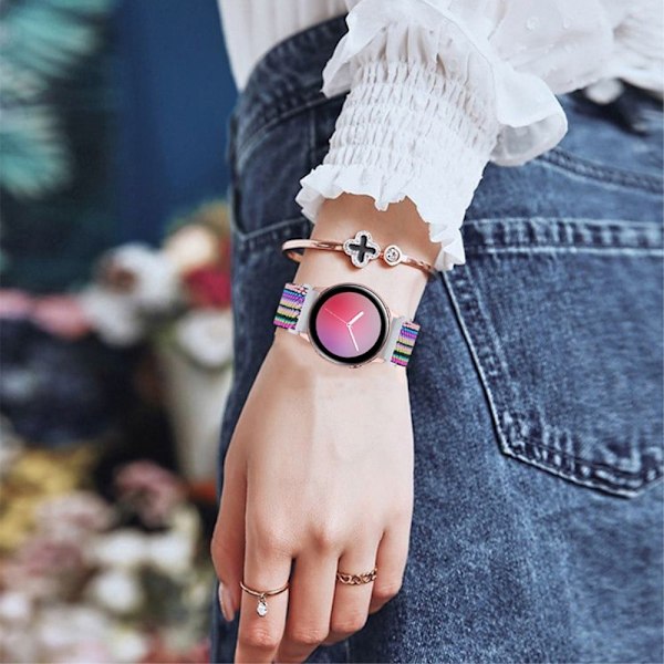 Elastisk urrem i unikt design til Samsung Galaxy Watch - Flerfarvet Vævet Mønster Multicolor