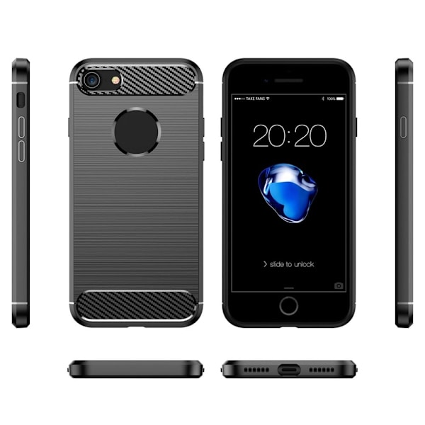 Carbon Flex Suojakotelo iPhone 8 / 7 - Musta Black