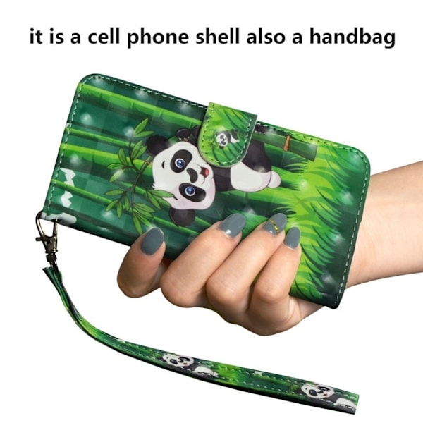 Motorola Moto E5 Play Go lys spot læder flip etui - Panda Multicolor