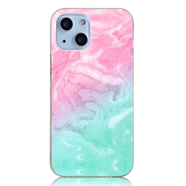 Marmormotiv iPhone 14 Plus skal - Rosa Grön Marmor multifärg