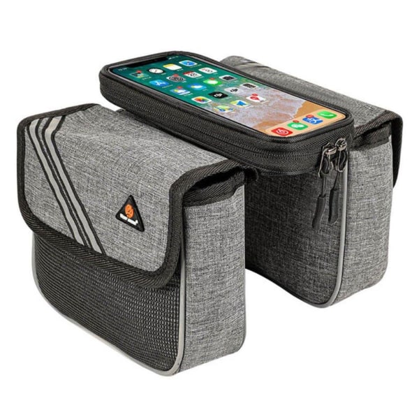 WESTBIKING waterproof bicycle bag with touch screen view - Grey Silver grey