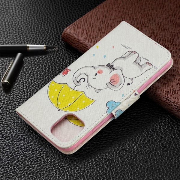 Wonderland iPhone 11 Pro Max flip etui - Elefant Med Paraply Pink