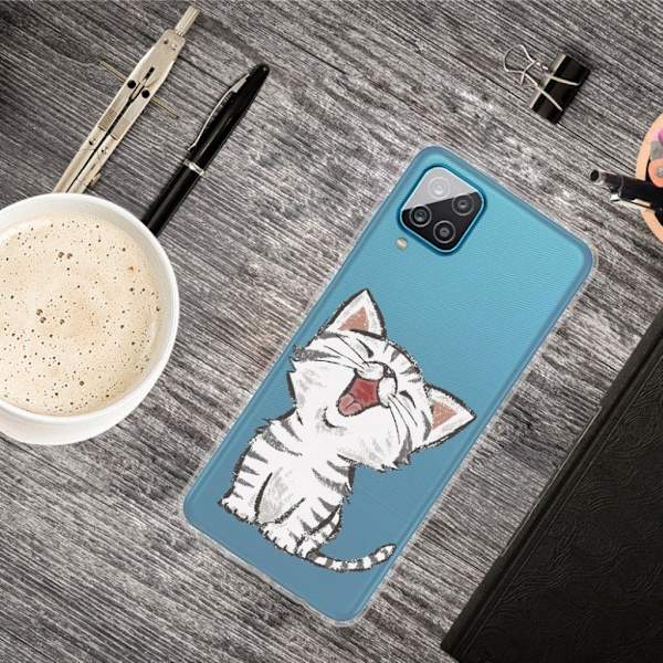 Deco Samsung Galaxy A12 5G Etui - Smile Katt Silver grey