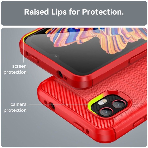 Carbon Flex Suojakotelo Samsung Galaxy Xcover 6 Pro / Xcover 2 Pro - Punainen Red