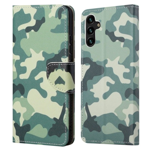 Wonderland Samsung Galaxy A13 5G Flip Suojakotelo - Camouflage Green