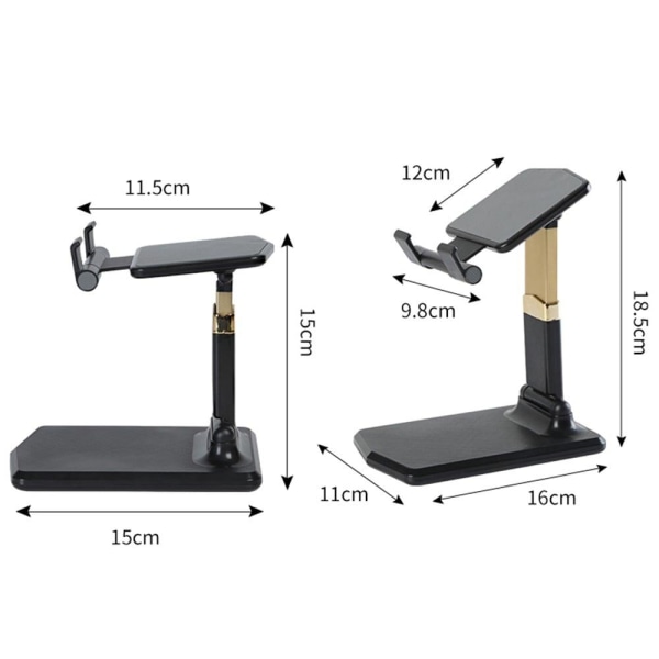 Universell justerbar hållare för telefon och surfplatta - Svart Svart