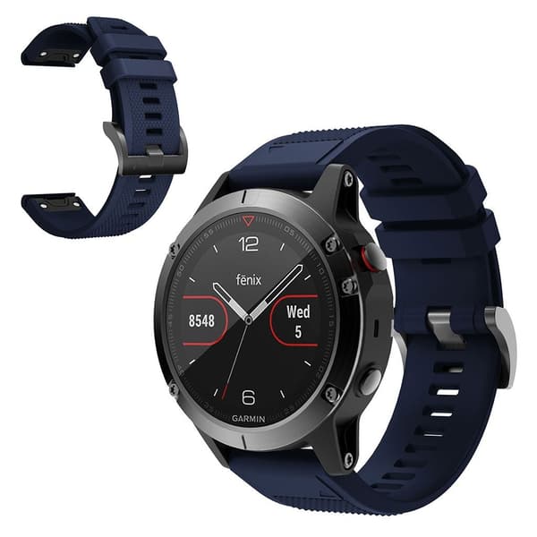 Garmin Fenix 5 slitesterkt silikonarmbånd - Marineblå Blue