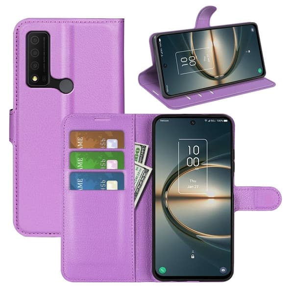 Klassisk TCL 30 V 5G flip etui - Lilla Purple
