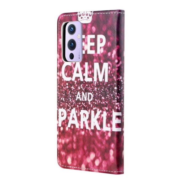 Wonderland OnePlus 9R Flip Etui - Keep Calm og Sparkle Red