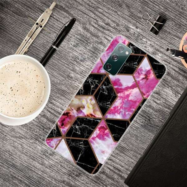 Marble Samsung Galaxy S20 FE Etui - Black and Rose Marble Multicolor
