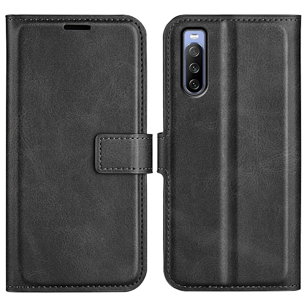 Sony Xperia 10 IV nahkainen lompakokkotelo - Musta Black