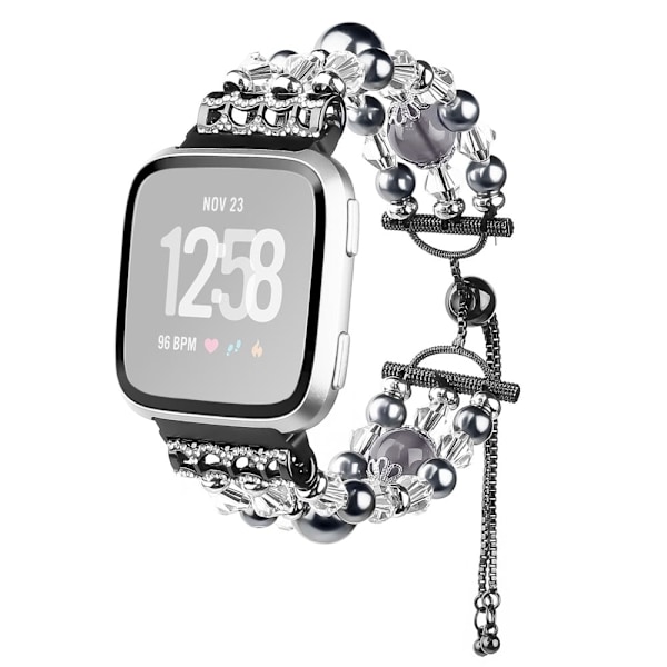 Fitbit Versa 2 / Versa lite / Versa modernt klockarmband i pärlstil - Svart Svart