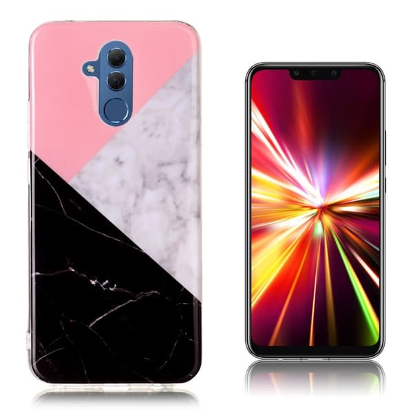 Huawei Mate 20 Lite beskyttelsesetui i silikone med marmor mønster - Grå/Sort Multicolor