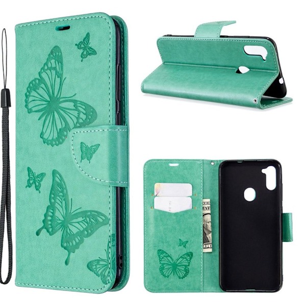 Butterfly Samsung Galaxy A11 / M11 Etui - Grøn Green