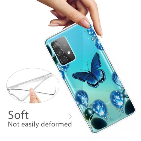 Butterfly läder Samsung Galaxy A72 5G fodral - Blå Blå